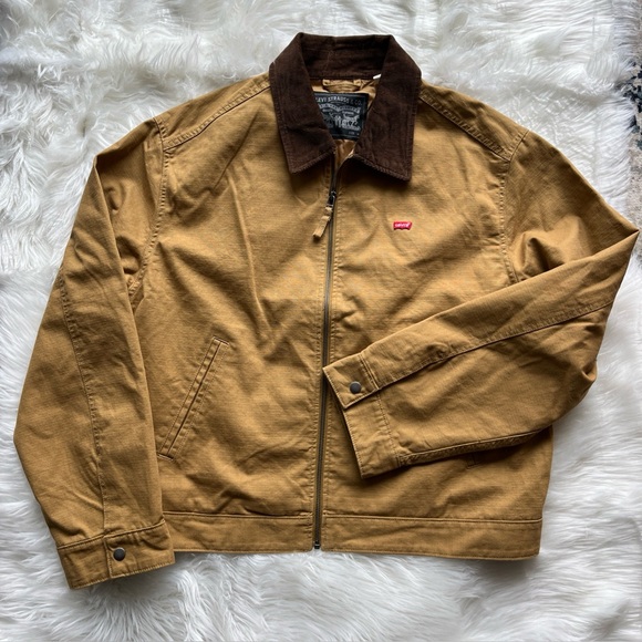 🆕 Levis Jacket Mens Beige Full Zip Bomber Depot Canvas Size M Corduroy
Collar - Picture 4 of 13